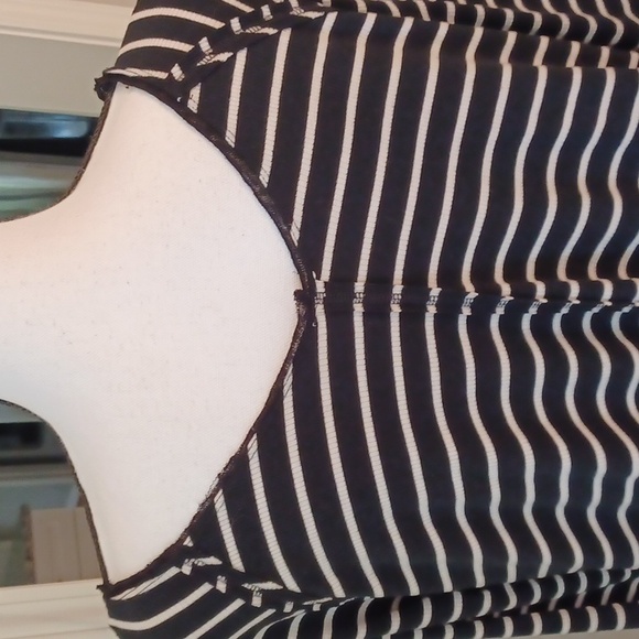Free People Tangerine Black White Striped Oversized Peplum Top M - Picture 9 of 15